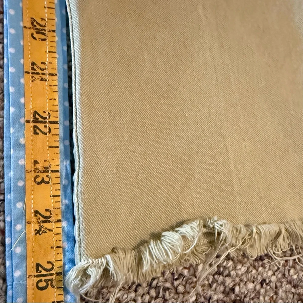 LOFT Tan mid rise , flare, frayed hem jeans 2 - Picture 6 of 10